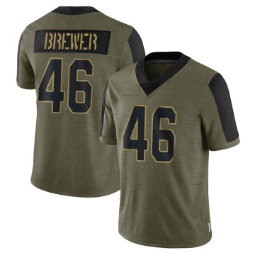 Aaron Brewer Men's Olive Limited 2021 Salute To Service Jersey