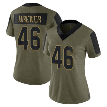 Aaron Brewer Women's Olive Limited 2021 Salute To Service Jersey