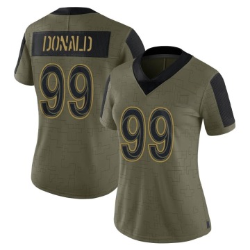 Aaron Donald Women's Olive Limited 2021 Salute To Service Jersey