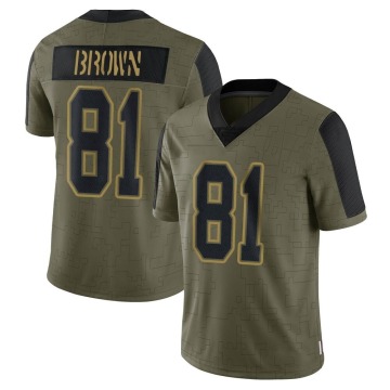 Antonio Brown Youth Brown Limited Olive 2021 Salute To Service Jersey