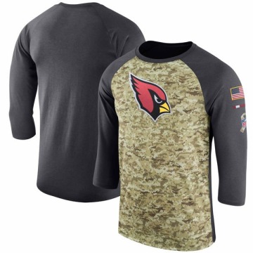 Arizona Cardinals Men's Camo Legend /Anthracite Salute to Service 2017 Sideline Performance Three-Quarter Sleeve T-Shirt