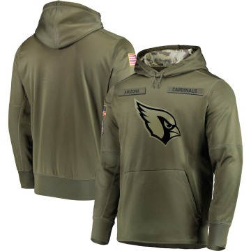 Arizona Cardinals Men's Olive 2018 Salute to Service Sideline Therma Performance Pullover Hoodie