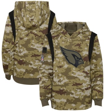 Arizona Cardinals Youth Olive 2021 Salute To Service Therma Performance Pullover Hoodie