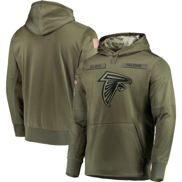 Atlanta Falcons Men's Olive 2018 Salute to Service Sideline Therma Performance Pullover Hoodie