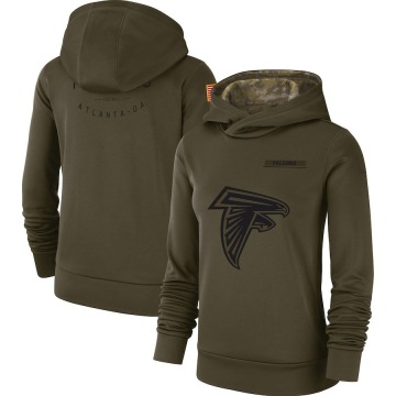 Atlanta Falcons Women's Olive 2018 Salute to Service Team Logo Performance Pullover Hoodie