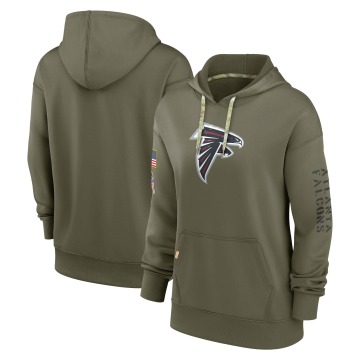 Atlanta Falcons Women's Olive 2022 Salute To Service Performance Pullover Hoodie