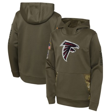 Atlanta Falcons Youth Olive 2022 Salute To Service Performance Pullover Hoodie