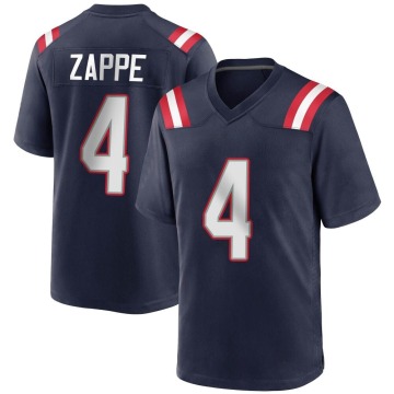 Bailey Zappe Youth Navy Blue Game Team Color Jersey