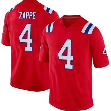 Bailey Zappe Youth Red Game Alternate Jersey