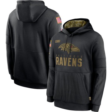 Baltimore Ravens Men's Black 2020 Salute to Service Sideline Performance Pullover Hoodie