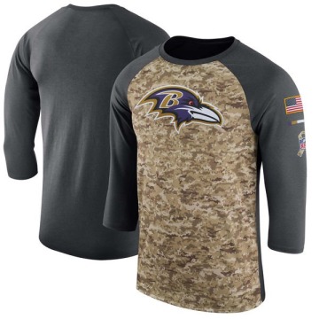 Baltimore Ravens Men's Camo Legend /Anthracite Salute to Service 2017 Sideline Performance Three-Quarter Sleeve T-Shirt