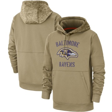 Baltimore Ravens Men's Tan 2019 Salute to Service Sideline Therma Pullover Hoodie