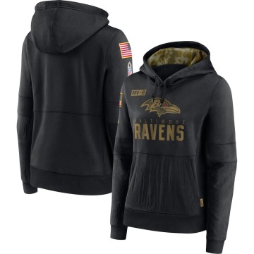 Baltimore Ravens Women's Black 2020 Salute to Service Performance Pullover Hoodie