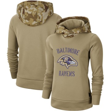 Baltimore Ravens Women's Khaki 2019 Salute to Service Therma Pullover Hoodie