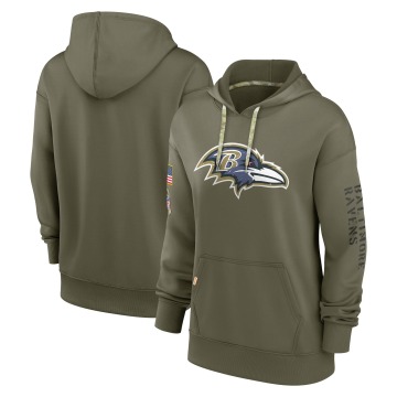 Baltimore Ravens Women's Olive 2022 Salute To Service Performance Pullover Hoodie