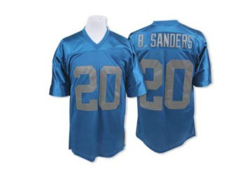 Barry Sanders Men's Blue Authentic With 75 Anniversary Patch Throwback Jersey