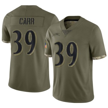 Brandon Carr Men's Olive Limited 2022 Salute To Service Jersey