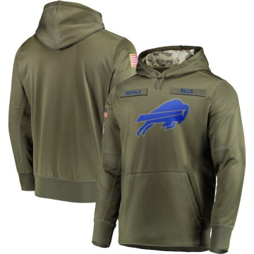 Buffalo Bills Men's Olive 2018 Salute to Service Sideline Therma Performance Pullover Hoodie