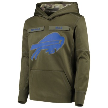 Buffalo Bills Youth Green 2018 Salute to Service Pullover Performance Hoodie