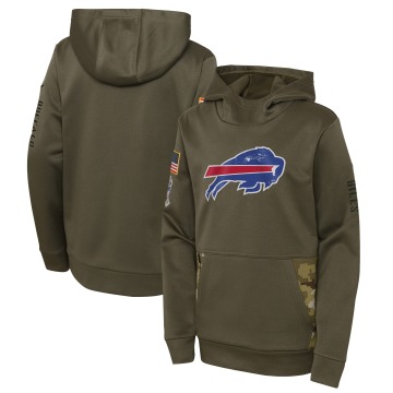 Buffalo Bills Youth Olive 2022 Salute To Service Performance Pullover Hoodie
