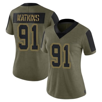 Carlos Watkins Women's Olive Limited 2021 Salute To Service Jersey