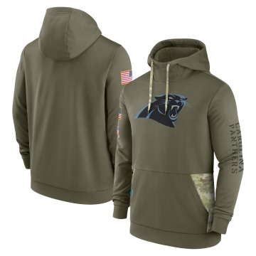Carolina Panthers Men's Olive 2022 Salute to Service Therma Performance Pullover Hoodie