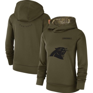 Carolina Panthers Women's Olive 2018 Salute to Service Team Logo Performance Pullover Hoodie