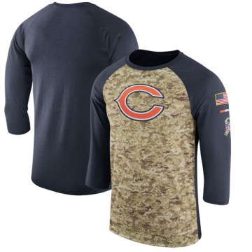 Chicago Bears Men's Camo Legend /Navy Salute to Service 2017 Sideline Performance Three-Quarter Sleeve T-Shirt