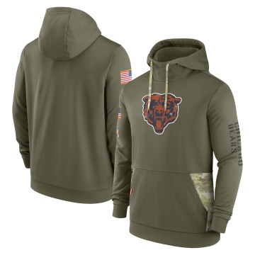 Chicago Bears Men's Olive 2022 Salute to Service Therma Performance Pullover Hoodie