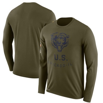 Chicago Bears Men's Olive Legend 2018 Salute to Service Sideline Performance Long Sleeve T-Shirt