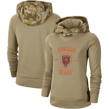 Chicago Bears Women's Khaki 2019 Salute to Service Therma Pullover Hoodie