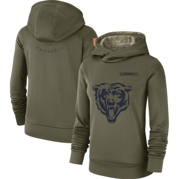 Chicago Bears Women's Olive 2018 Salute to Service Team Logo Performance Pullover Hoodie