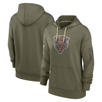 Chicago Bears Women's Olive 2022 Salute To Service Performance Pullover Hoodie