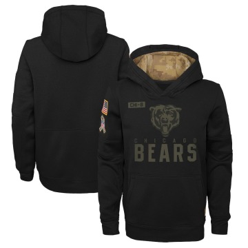 Chicago Bears Youth Black 2020 Salute to Service Pullover Performance Hoodie