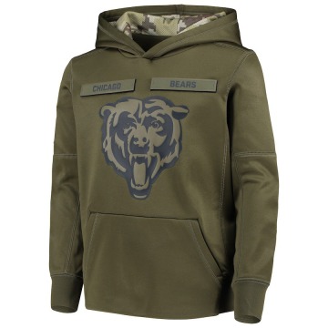 Chicago Bears Youth Green 2018 Salute to Service Pullover Performance Hoodie
