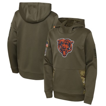 Chicago Bears Youth Olive 2022 Salute To Service Performance Pullover Hoodie