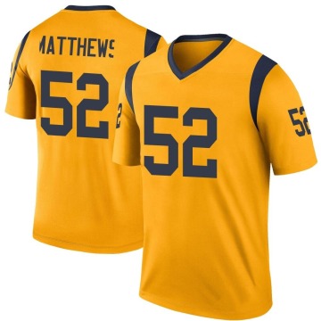 Clay Matthews Youth Gold Legend Color Rush Jersey