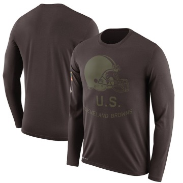 Cleveland Browns Men's Brown Legend 2018 Salute to Service Sideline Performance Long Sleeve T-Shirt