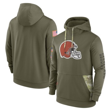 Cleveland Browns Men's Olive 2022 Salute to Service Therma Performance Pullover Hoodie