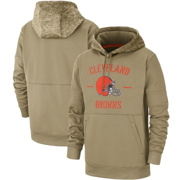 Cleveland Browns Men's Tan 2019 Salute to Service Sideline Therma Pullover Hoodie