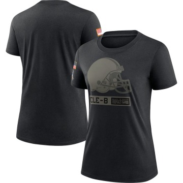 Cleveland Browns Women's Black 2020 Salute To Service Performance T-Shirt