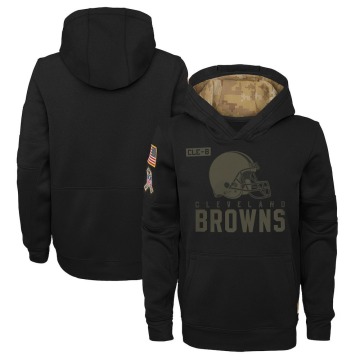 Cleveland Browns Youth Black 2020 Salute to Service Pullover Performance Hoodie
