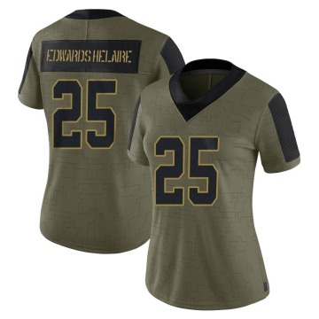 Clyde Edwards-Helaire Women's Olive Limited 2021 Salute To Service Jersey
