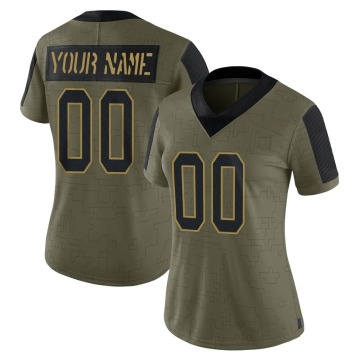 Custom Women's Olive Limited Custom 2021 Salute To Service Jersey