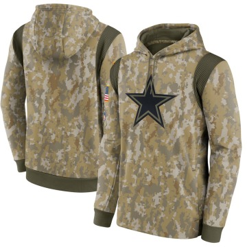 Dallas Cowboys Men's Camo 2021 Salute To Service Therma Performance Pullover Hoodie