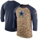 Dallas Cowboys Men's Camo Legend /Navy Salute to Service 2017 Sideline Performance Three-Quarter Sleeve T-Shirt