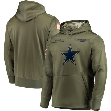 Dallas Cowboys Men's Olive 2018 Salute to Service Sideline Therma Performance Pullover Hoodie