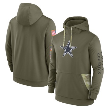 Dallas Cowboys Men's Olive 2022 Salute to Service Therma Performance Pullover Hoodie