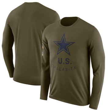 Dallas Cowboys Men's Olive Legend 2018 Salute to Service Sideline Performance Long Sleeve T-Shirt