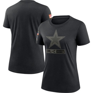 Dallas Cowboys Women's Black 2020 Salute To Service Performance T-Shirt